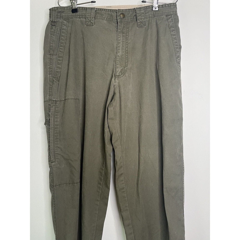 Columbia Cargo Pants Work Sz 32 Zipper Side Pockets Army Green - Picture 3 of 9